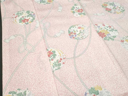 平和屋着物■上質な小紋　結び紐花丸文　正絹　逸品　CABD6128fb