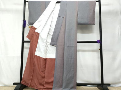 平和屋着物■上質な小紋　麻の葉舞花文　正絹　逸品　CABD6141fb