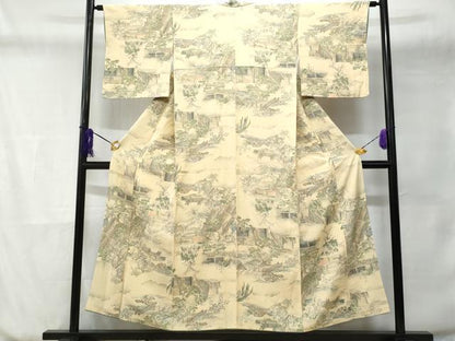 平和屋着物■上質な小紋　風景文　正絹　逸品　CABD6144fb