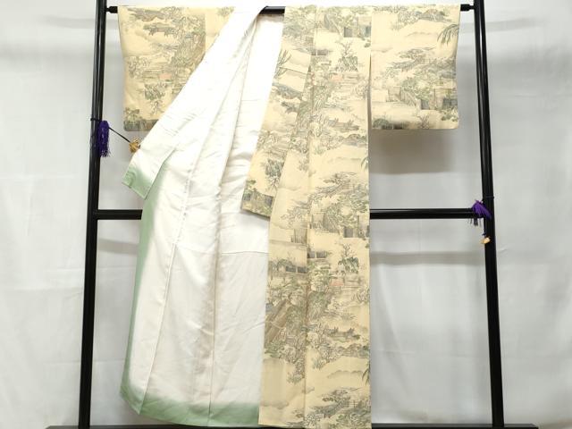平和屋着物■上質な小紋　風景文　正絹　逸品　CABD6144fb