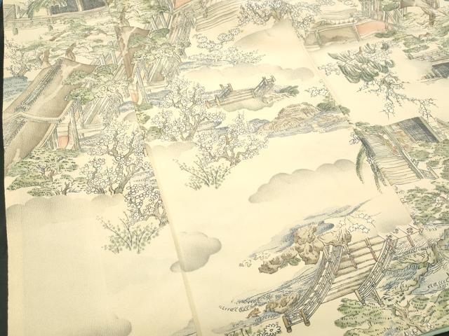 平和屋着物■上質な小紋　風景文　正絹　逸品　CABD6144fb