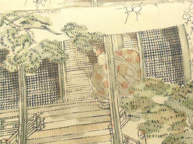 平和屋着物■上質な小紋　風景文　正絹　逸品　CABD6144fb