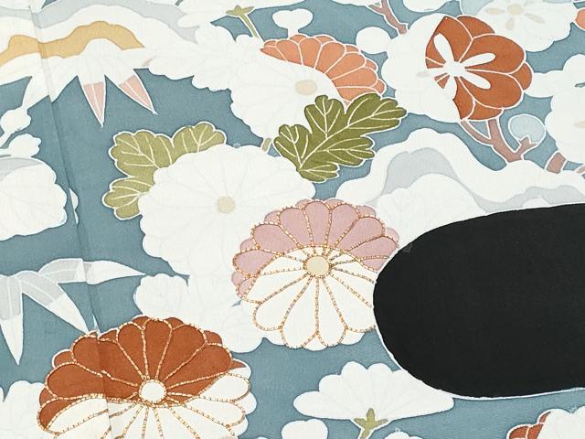 平和屋着物■豪華黒留袖　駒刺繍　草花文　反端付き　正絹　逸品　CABD6146fb