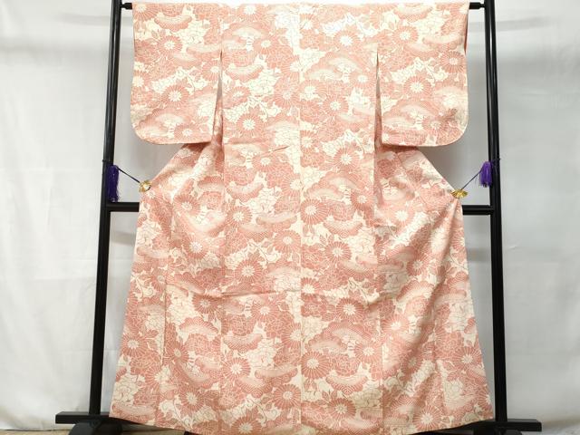 平和屋着物■上質な小紋　花松文　鮫小紋柄　正絹　逸品　CABD6162fb