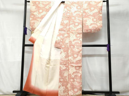 平和屋着物■上質な小紋　花松文　鮫小紋柄　正絹　逸品　CABD6162fb