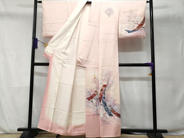 平和屋着物■訪問着　熨斗枝花文　暈し染め　金彩　正絹　逸品　CABD6165fb