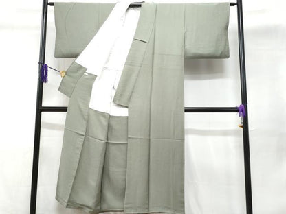 平和屋着物■上質な色無地 山鳩色 反端付き 正絹 逸品 CABD6264fb