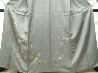 平和屋着物■訪問着 刺繍 花喰い鳥 金彩 正絹 逸品 CABD6268fb