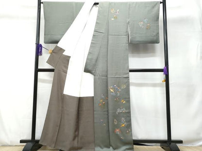 平和屋着物■訪問着 刺繍 花喰い鳥 金彩 正絹 逸品 CABD6268fb