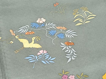 平和屋着物■訪問着 刺繍 花喰い鳥 金彩 正絹 逸品 CABD6268fb