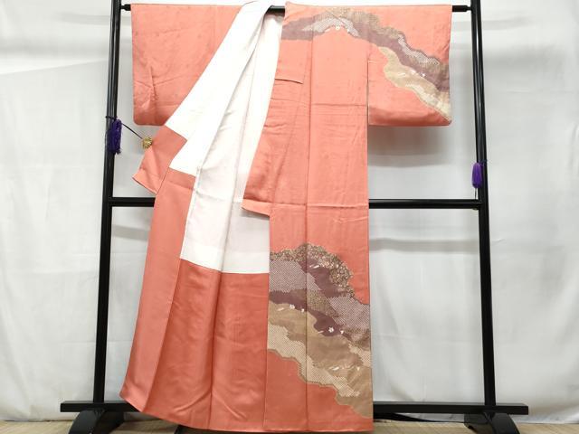 平和屋着物■訪問着 絞り 道長吹き寄せ文 暈し染め 金彩正絹 逸品 CABD6271fb
