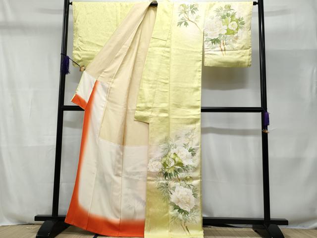 平和屋着物■訪問着 枝牡丹 暈し染め 正絹 逸品 CABD6295fb
