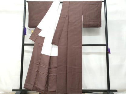 平和屋着物■上質な色無地 立波地紋 黒鳶色 正絹 逸品 CABD6339fb