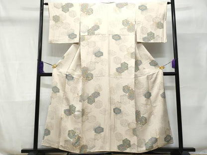 平和屋着物■上質な小紋 亀甲花鳥文 正絹 逸品 CABD6341fb