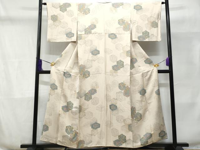 平和屋着物■上質な小紋 亀甲花鳥文 正絹 逸品 CABD6341fb