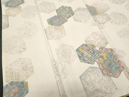平和屋着物■上質な小紋 亀甲花鳥文 正絹 逸品 CABD6341fb