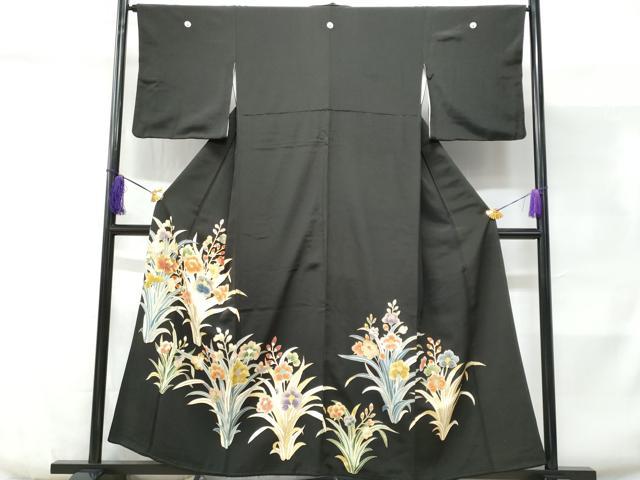 平和屋着物■豪華黒留袖 草花文 金彩 正絹 逸品 CABD6353fb