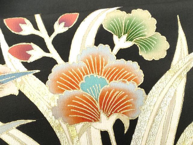 平和屋着物■豪華黒留袖 草花文 金彩 正絹 逸品 CABD6353fb
