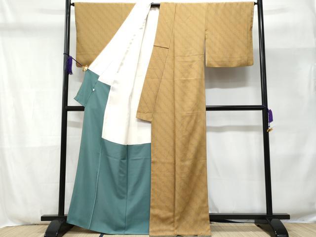 平和屋着物■上質な小紋 斜線花文 正絹 逸品 CABD6360fb