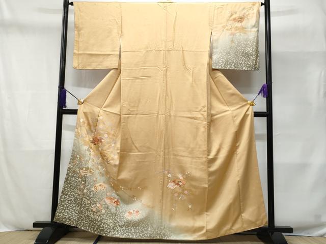 平和屋着物■上質な小紋 地紙流水花文 金銀彩 正絹 逸品 CABD6373fb