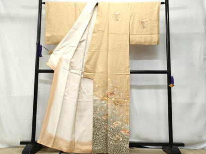 平和屋着物■上質な小紋 地紙流水花文 金銀彩 正絹 逸品 CABD6373fb