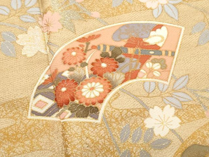 平和屋着物■上質な小紋 地紙流水花文 金銀彩 正絹 逸品 CABD6373fb
