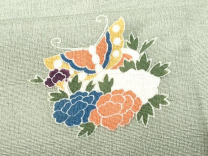 平和屋着物■訪問着　紬地　舞蝶花丸文　正絹　逸品　CABD6376fb