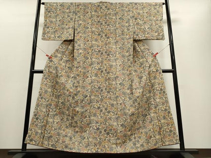 平和屋着物■上質な小紋 草花文 正絹 逸品 CABD6402oy