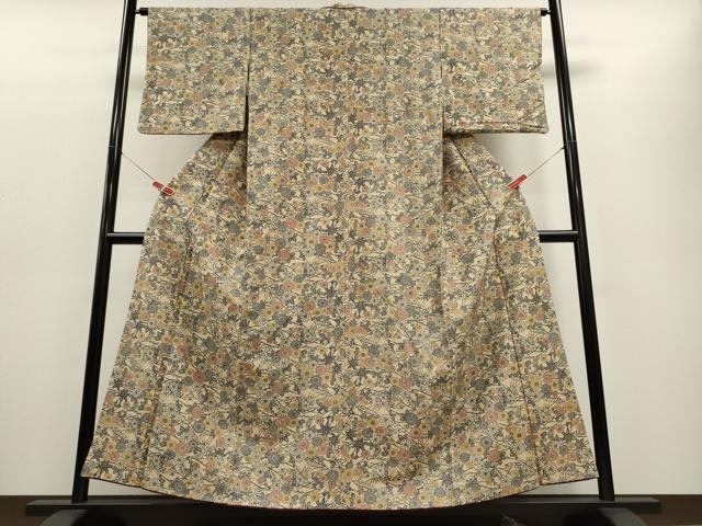 平和屋着物■上質な小紋 草花文 正絹 逸品 CABD6402oy