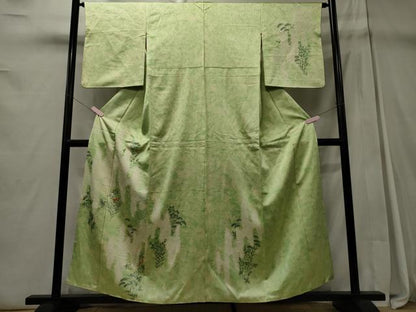 平和屋着物■訪問着 手描き 絞り 刺繍 草花松文 暈し染め 金糸 正絹 逸品 CABD6412oy