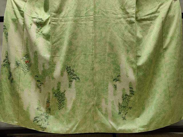 平和屋着物■訪問着 手描き 絞り 刺繍 草花松文 暈し染め 金糸 正絹 逸品 CABD6412oy