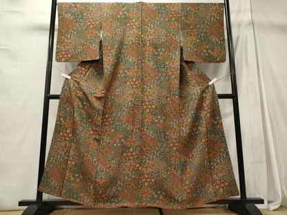 平和屋着物■上質な小紋 切り嵌め草花文 正絹 逸品 CABD6415oy