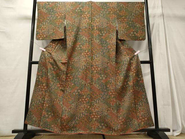 平和屋着物■上質な小紋 切り嵌め草花文 正絹 逸品 CABD6415oy