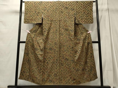 平和屋着物■上質な小紋 更紗花蝶文 正絹 逸品 CABD6426oy