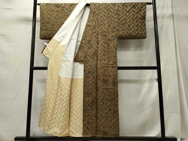 平和屋着物■上質な小紋 更紗花蝶文 正絹 逸品 CABD6426oy