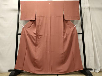 平和屋着物■上質な色無地 甚三紅色 正絹 逸品 未使用 CABD6428oy