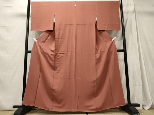 平和屋着物■上質な色無地 甚三紅色 正絹 逸品 未使用 CABD6428oy