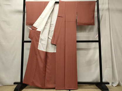 平和屋着物■上質な色無地 甚三紅色 正絹 逸品 未使用 CABD6428oy