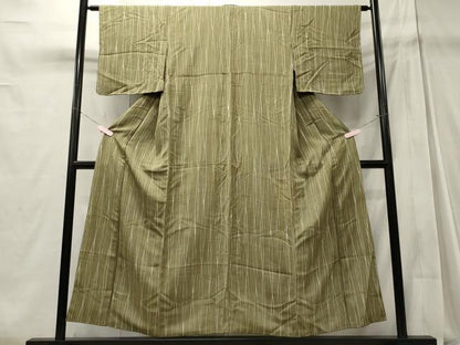 平和屋着物■上質な小紋　ろうけつ染め　よろけ縞　正絹　逸品　CABD6459oy