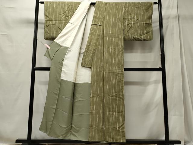 平和屋着物■上質な小紋　ろうけつ染め　よろけ縞　正絹　逸品　CABD6459oy