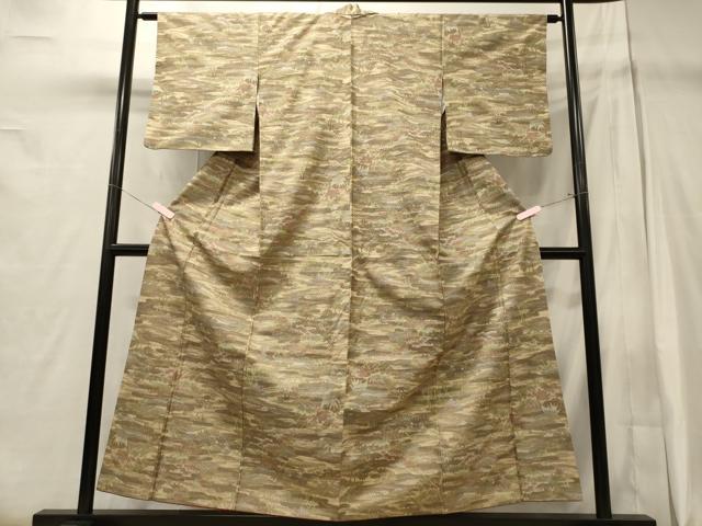 平和屋着物■上質な紬　枝葉文　正絹　逸品　CABD6462oy