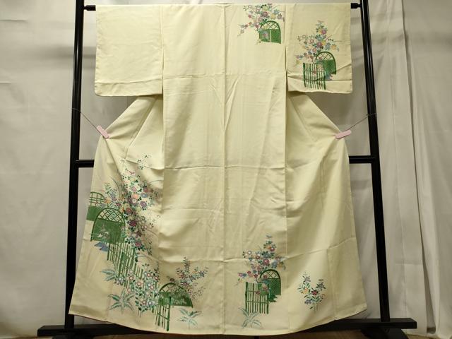 平和屋着物■訪問着　竹垣草花文　正絹　逸品　未使用　CABD6470oy