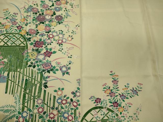 平和屋着物■訪問着　竹垣草花文　正絹　逸品　未使用　CABD6470oy