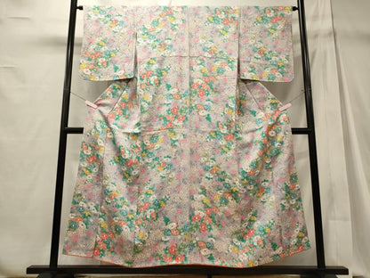 平和屋着物■上質な小紋　草花文　金彩　正絹　逸品　CABD6490oy