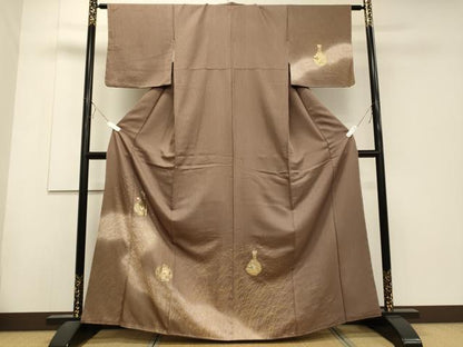 平和屋着物■訪問着　駒刺繍　陶器花蝶文　暈し染め　金彩　正絹　逸品　未使用　CABD6502oy