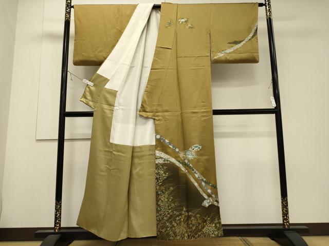 平和屋着物■訪問着　地紙重ね正倉院花蝶文　暈し染め　金銀彩　正絹　逸品　CABD6519oy