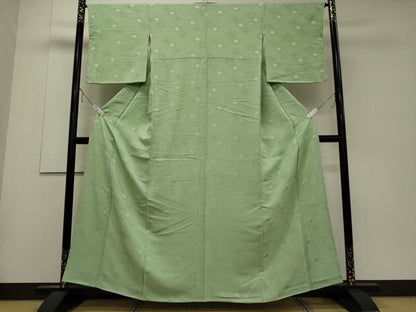 平和屋着物■上質な色無地　亀甲地紋　薄萌葱色　正絹　逸品　未使用　CABD6520oy