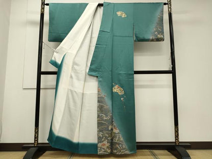 平和屋着物■訪問着　刺繍　地紙枝花文　暈し染め　金銀彩　正絹　逸品　CABD6521oy