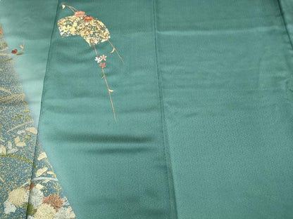 平和屋着物■訪問着　刺繍　地紙枝花文　暈し染め　金銀彩　正絹　逸品　CABD6521oy