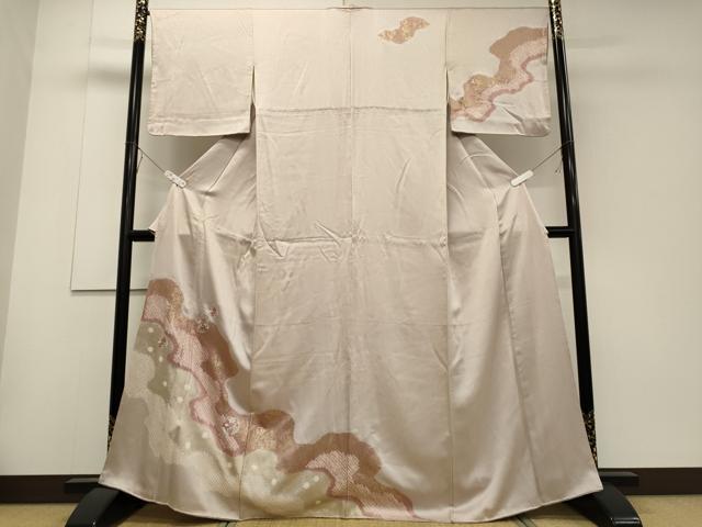 平和屋着物■訪問着　絞り　刺繍　舞蝶草花丸文　金彩　正絹　逸品　CABD6522oy